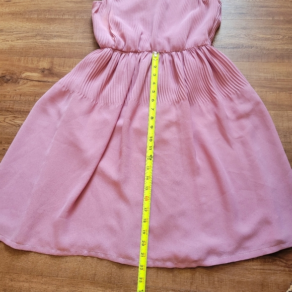 Vintage Lilac Dress Ruffle Trim Pleated Skirt - Picture 10 of 16